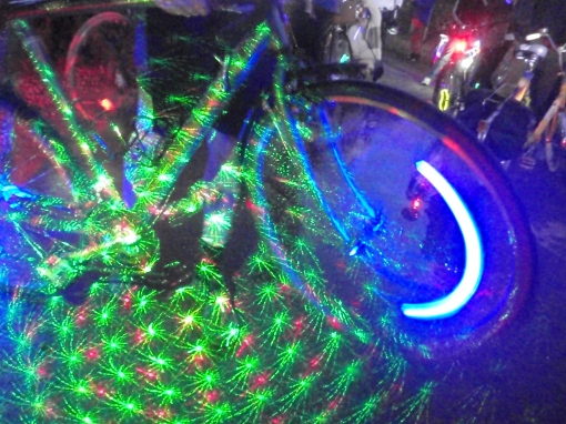 Before the ride, participants pimped out their steeds with all sorts of lights.